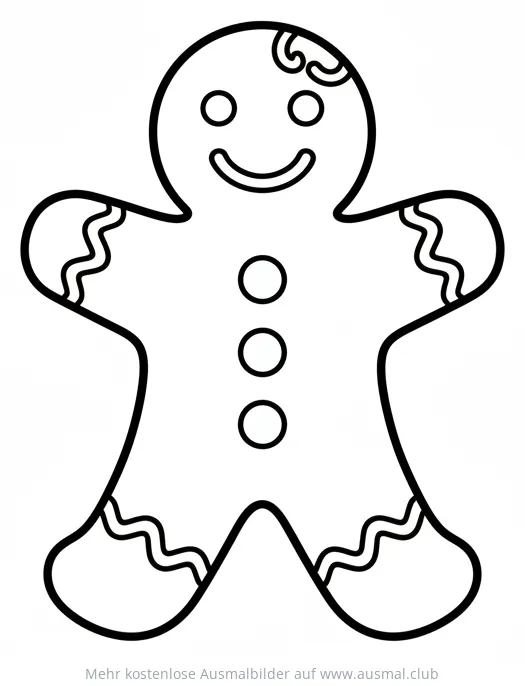 Lebkuchenmann Ausmalbild mit Zuckerguss