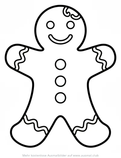 Lebkuchenmann Ausmalbild mit Zuckerguss