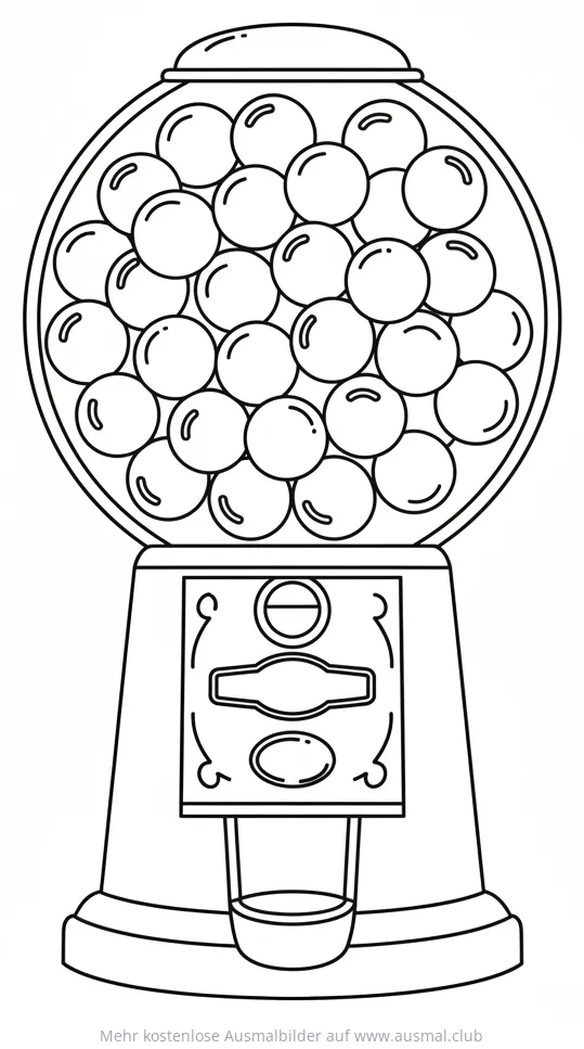 Kaugummiautomat Ausmalbild mit vielen Kaugummikugeln