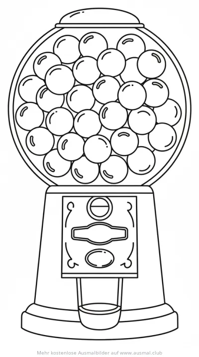 Kaugummiautomat Ausmalbild mit vielen Kaugummikugeln
