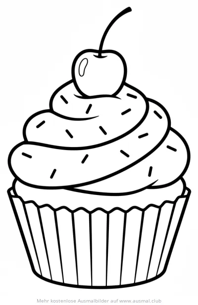 Cupcake mit Kirsche Ausmalbild