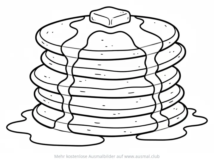 Pfannkuchen Stapel mit Sirup Ausmalbild