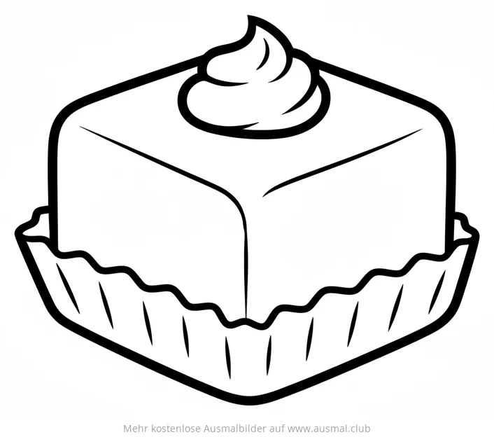 Fudge Stück mit Sahnehäubchen in Papierform Ausmalbild