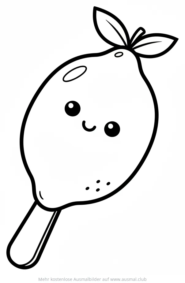Zitroneneis Ausmalbild mit freundlichem Gesicht