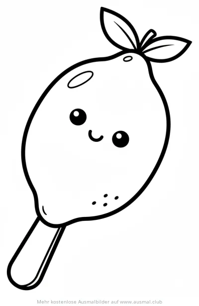 Zitroneneis Ausmalbild mit freundlichem Gesicht