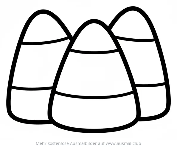 Drei Candycorn Süßigkeiten Ausmalbild