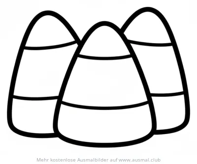 Drei Candycorn Süßigkeiten Ausmalbild