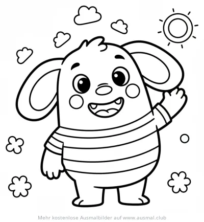 Freundliche Toffee Comicfigur mit gestreiftem Pullover Ausmalbild