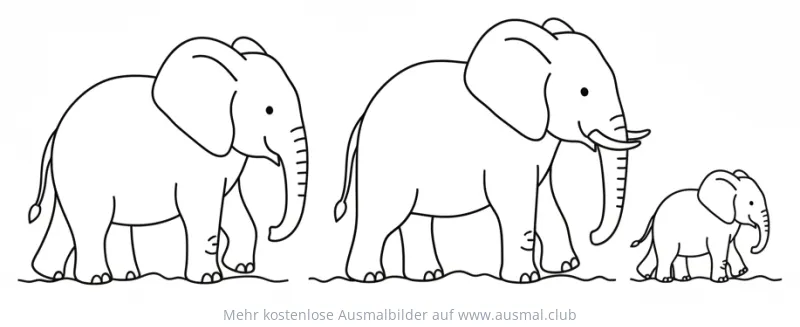Elefantenfamilie Ausmalbild