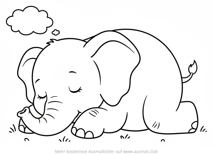 Schlafender Elefant Ausmalbild