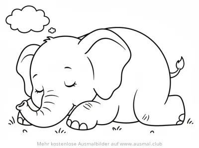 Schlafender Elefant Ausmalbild
