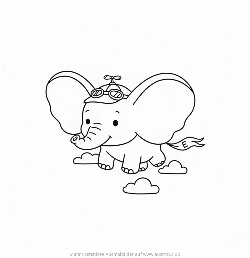 Fliegender Elefant Ausmalbild
