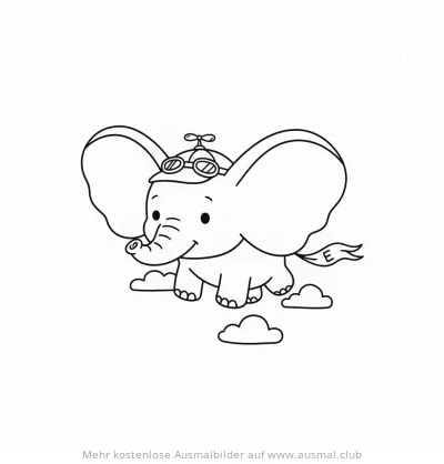 Fliegender Elefant Ausmalbild