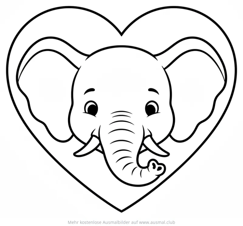 Elefant im Herz Ausmalbild