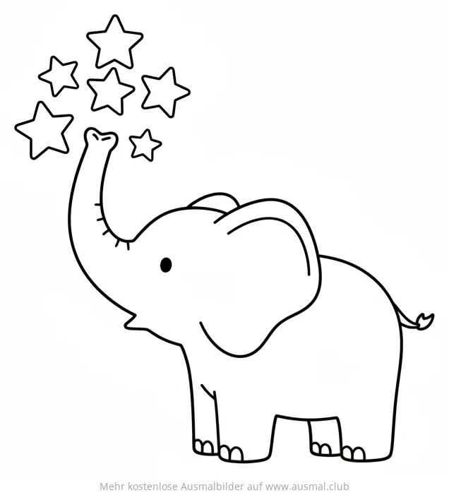Elefant greift nach Sternen Ausmalbild