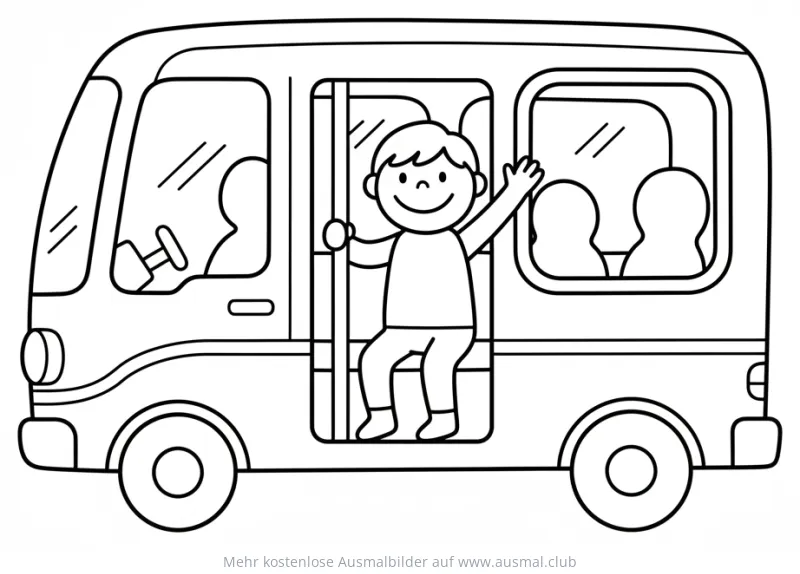 Bus mit Kind Ausmalbild