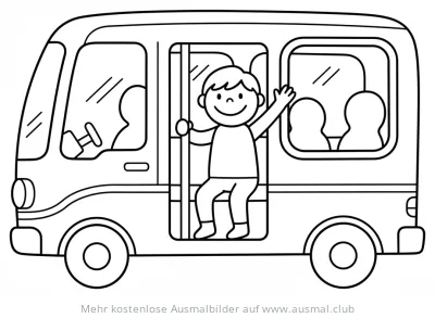 Bus mit Kind Ausmalbild