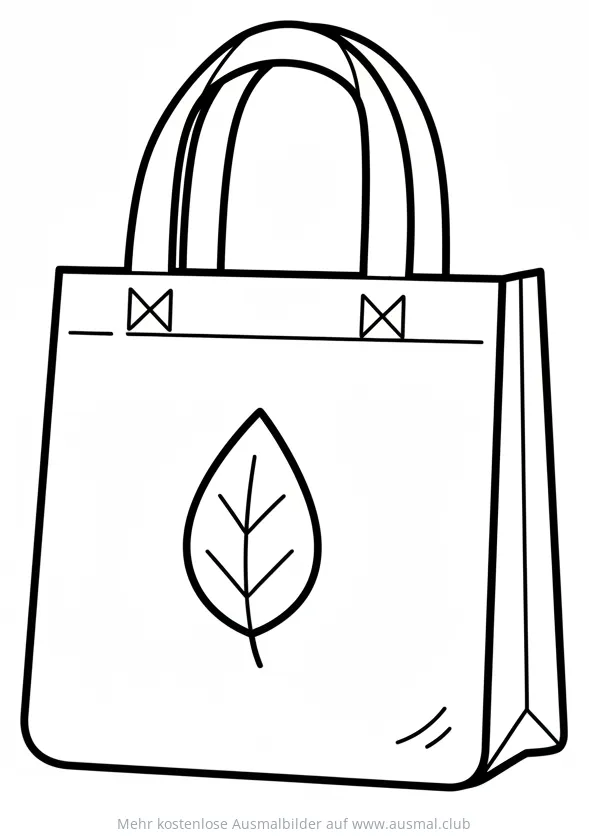 Stoffbeutel mit Blatt Ausmalbild