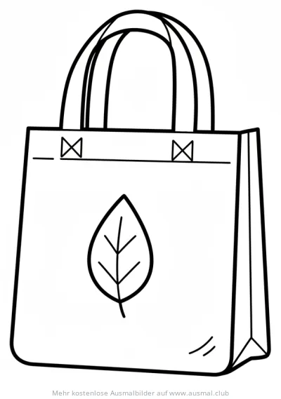 Stoffbeutel mit Blatt Ausmalbild