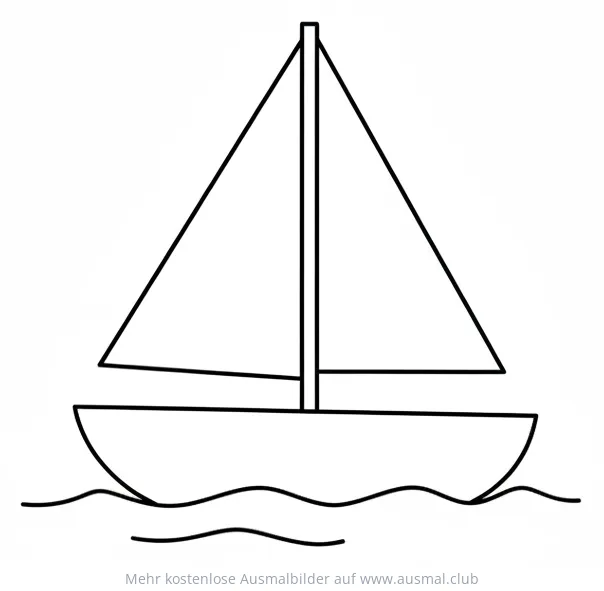 Segelboot Ausmalbild auf dem Wasser