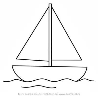 Segelboot Ausmalbild auf dem Wasser