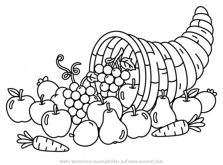 Füllhorn mit Obst und Gemüse Ausmalbild