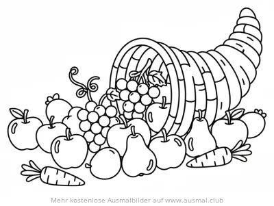 Füllhorn mit Obst und Gemüse Ausmalbild