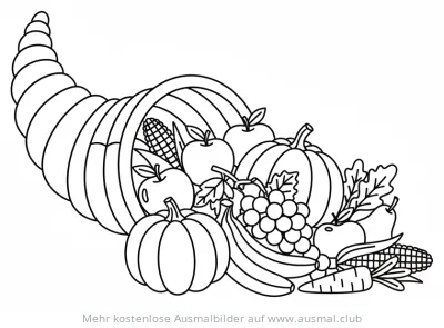 Füllhorn mit Obst und Gemüse Ausmalbild