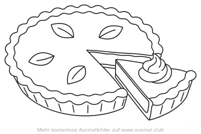 Kürbiskuchen mit Sahne Ausmalbild