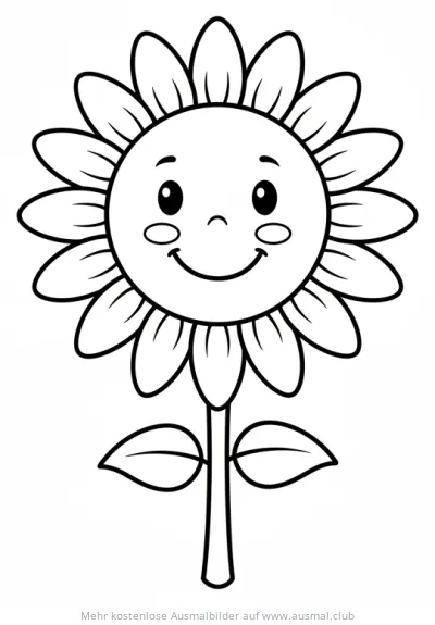 Lustige Sonnenblume Ausmalbild