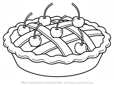 Kirschkuchen Ausmalbild mit Kirschen