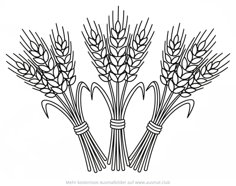 Drei Weizenbündel Ausmalbild zum Erntedank