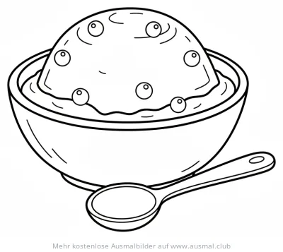 Cranberry Soße in Schüssel Ausmalbild