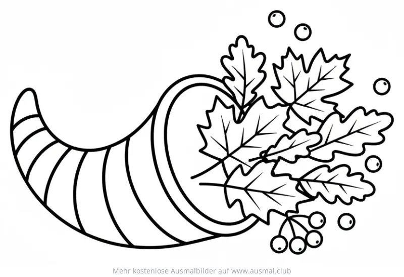 Füllhorn mit Blättern und Beeren Ausmalbild