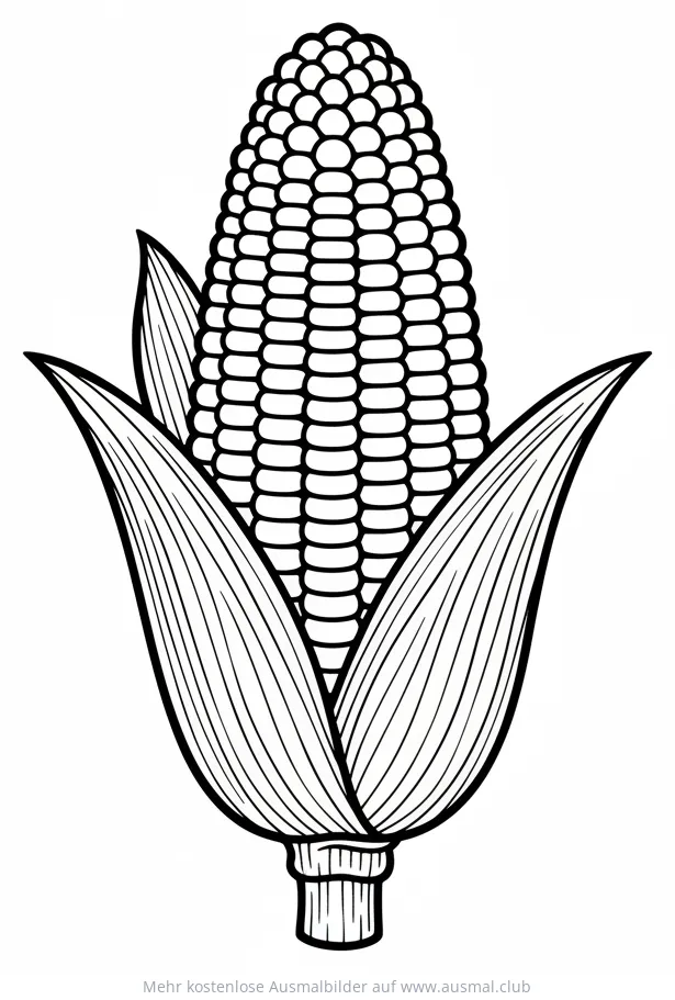 Ziermais Ausmalbild mit Blättern