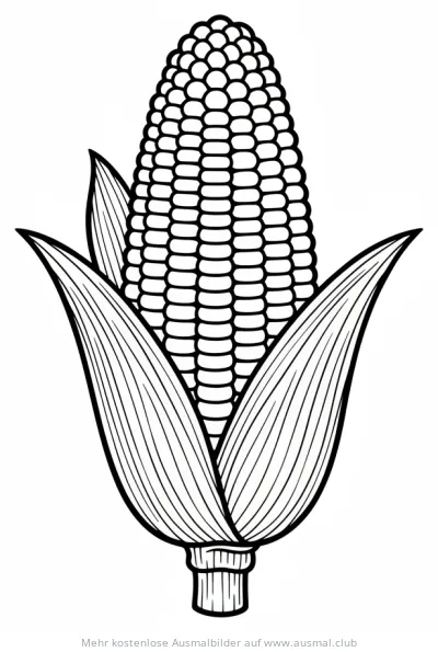 Ziermais Ausmalbild mit Blättern