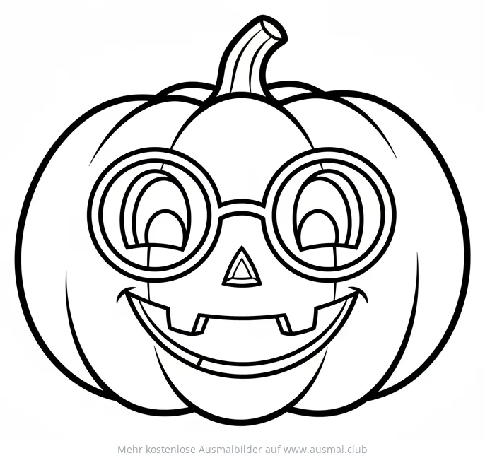Kürbis mit Brille Ausmalbild