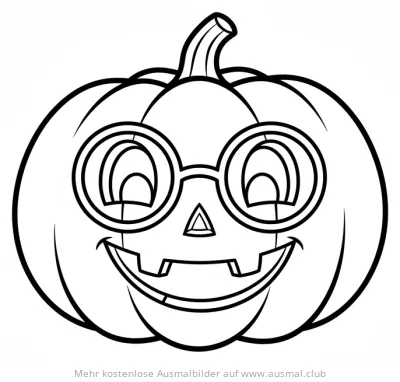 Kürbis mit Brille Ausmalbild