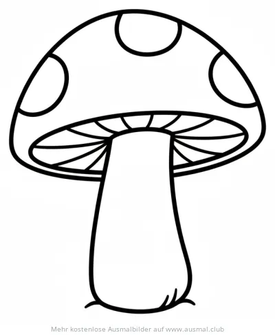 Pilz Ausmalbild mit Punkten auf dem Hut