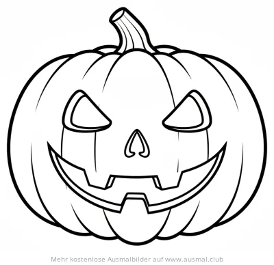 Kürbis mit gruseligem Gesicht Ausmalbild