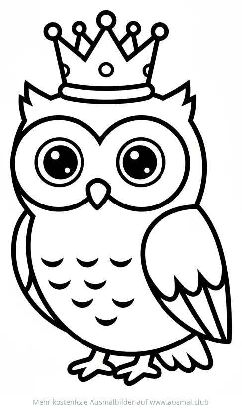 Niedliche Eule mit Krone Ausmalbild