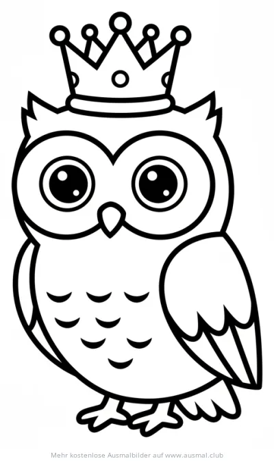 Niedliche Eule mit Krone Ausmalbild