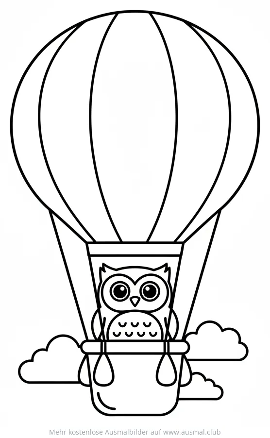 Eule im Heissluftballon Ausmalbild