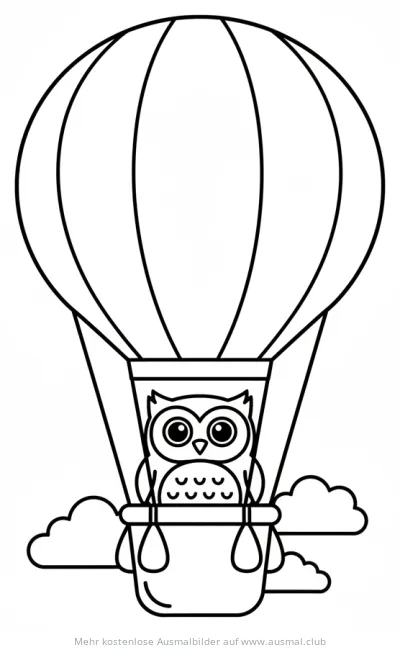 Eule im Heissluftballon Ausmalbild