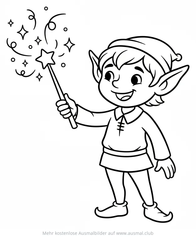 Elf mit Zauberstab Ausmalbild