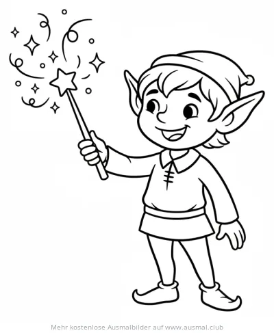 Elf mit Zauberstab Ausmalbild