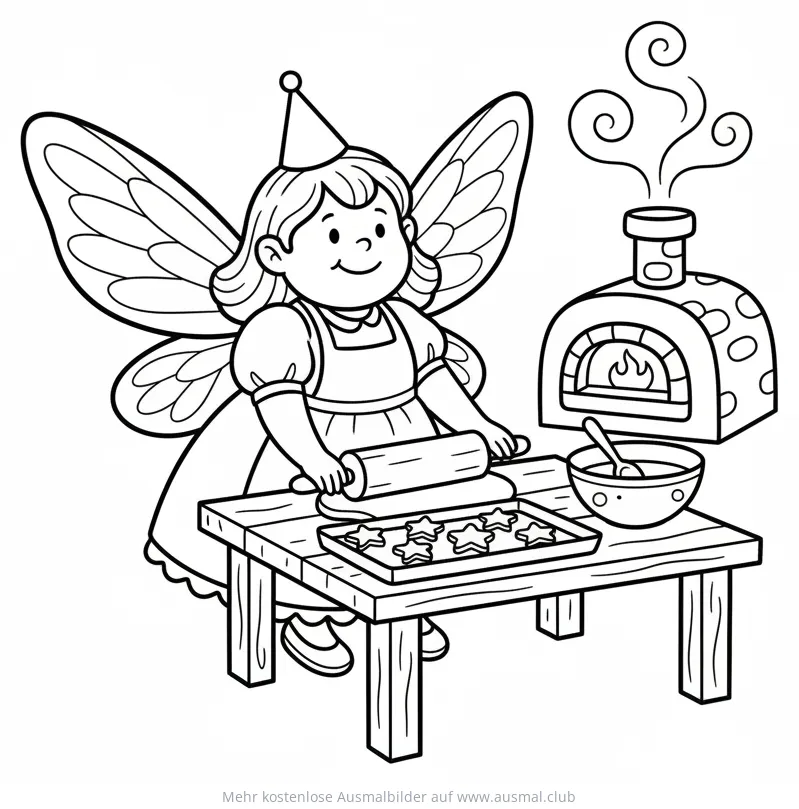 Fee backt Kekse Ausmalbild