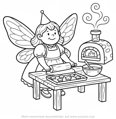 Fee backt Kekse Ausmalbild