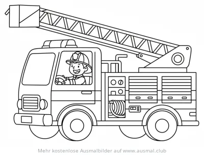 Feuerwehrauto mit Feuerwehrmann Ausmalbild