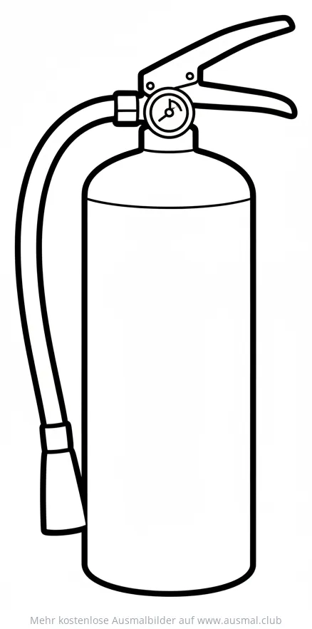 Feuerlöscher Ausmalbild mit Schlauch und Manometer